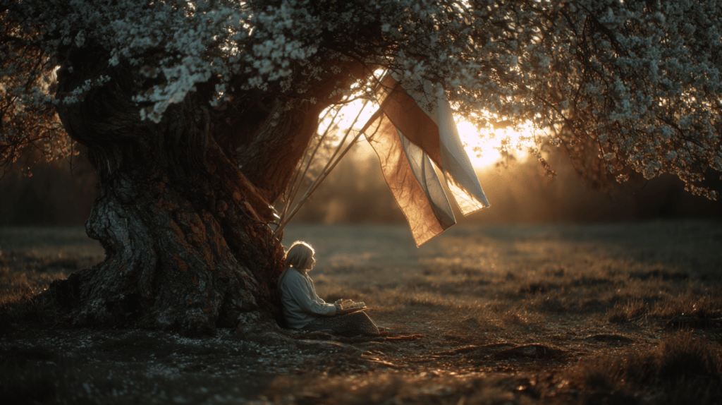 Merzbow Wide cinematic photograph of an old apple orchard at 1657011a 8cc9 494f 969c 21f5088543ad 1